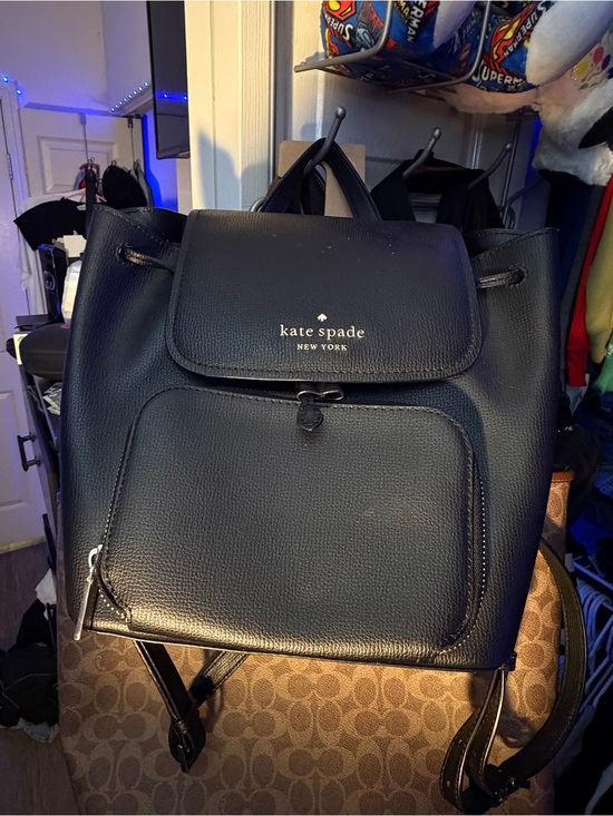 kate spade Handbags - kate spade Black Pebbled Leather Drawstring Backpack